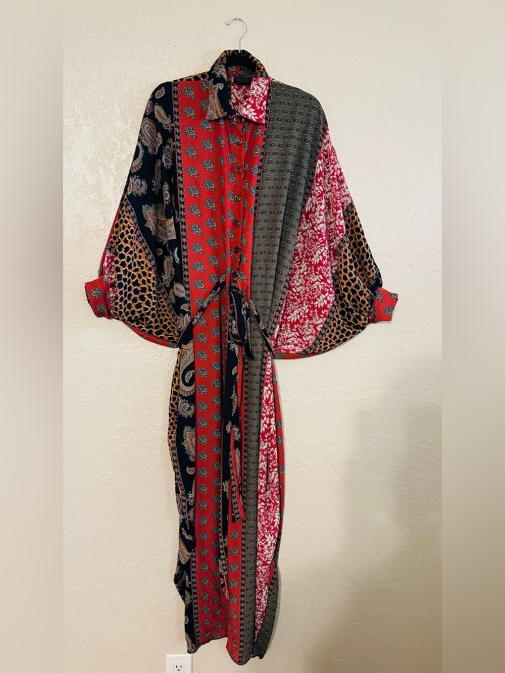 Pre-LOVED - J Bolin, Patchwork Floral and Paisley Maxi Shirt Dress/Kimono